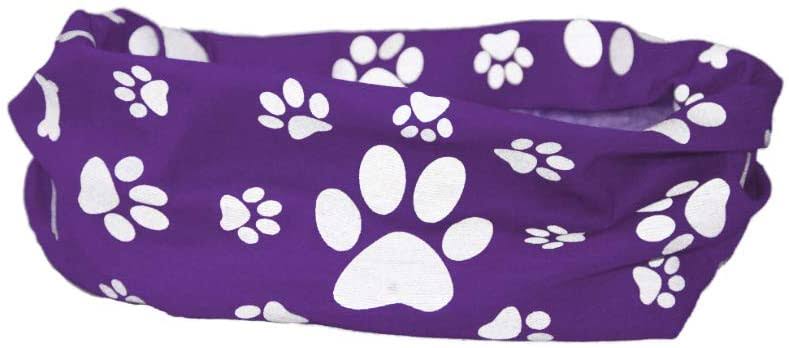 Reflective Purple Paw & Bone Print Dog Scarf Collar Bandana V338