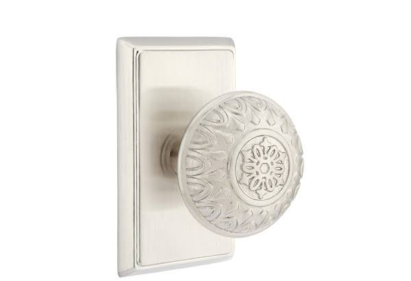 Satin Nickel Passage Knob with Rectangular Rose H3076