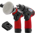 12V Cordless Li-ion 3" Mini Polisher & 2-Speed 3/8" Drill Driver Combo Tool Kit with 2 Batteries S2123