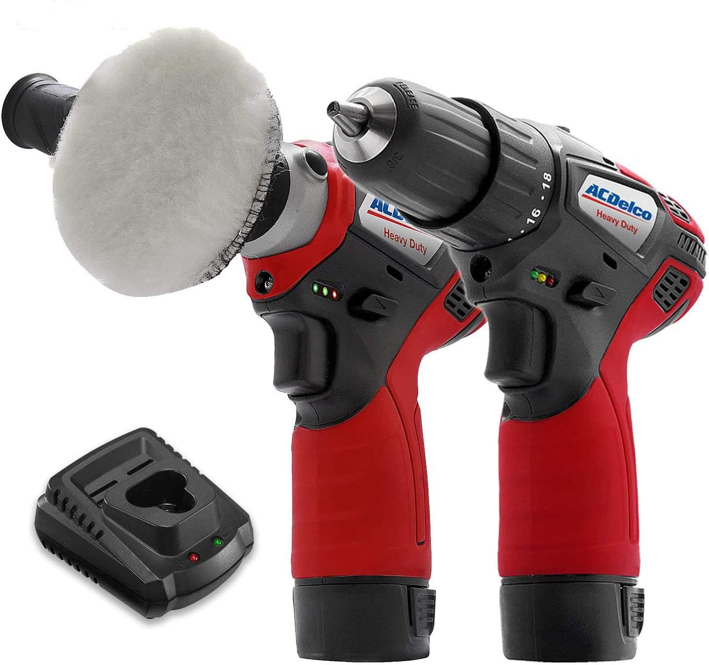 12V Cordless Li-ion 3" Mini Polisher & 2-Speed 3/8" Drill Driver Combo Tool Kit with 2 Batteries S2123
