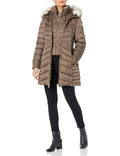 Faux-Fur-Trim Hooded Puffer Coat G635