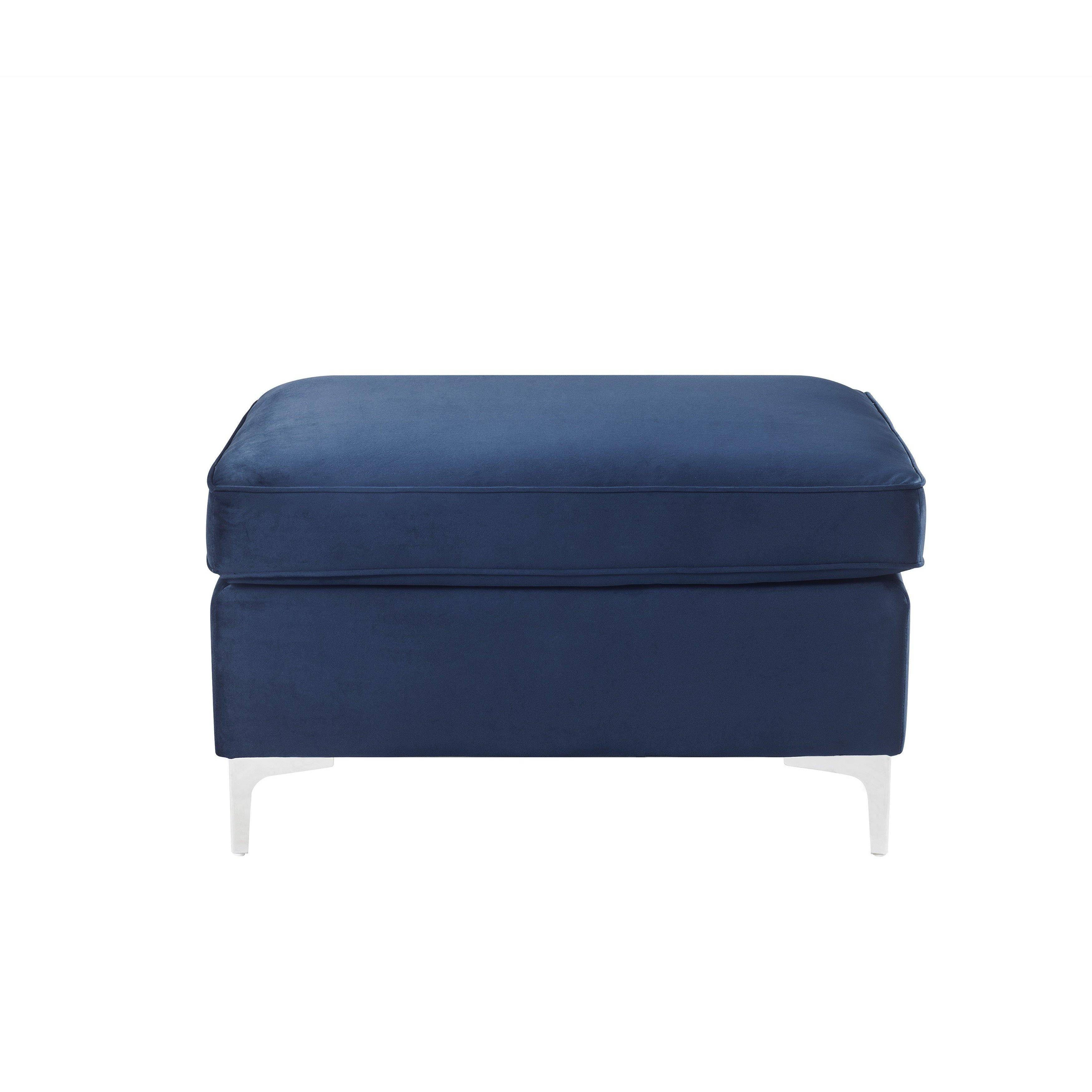 Blue Velvet Ottoman P46095