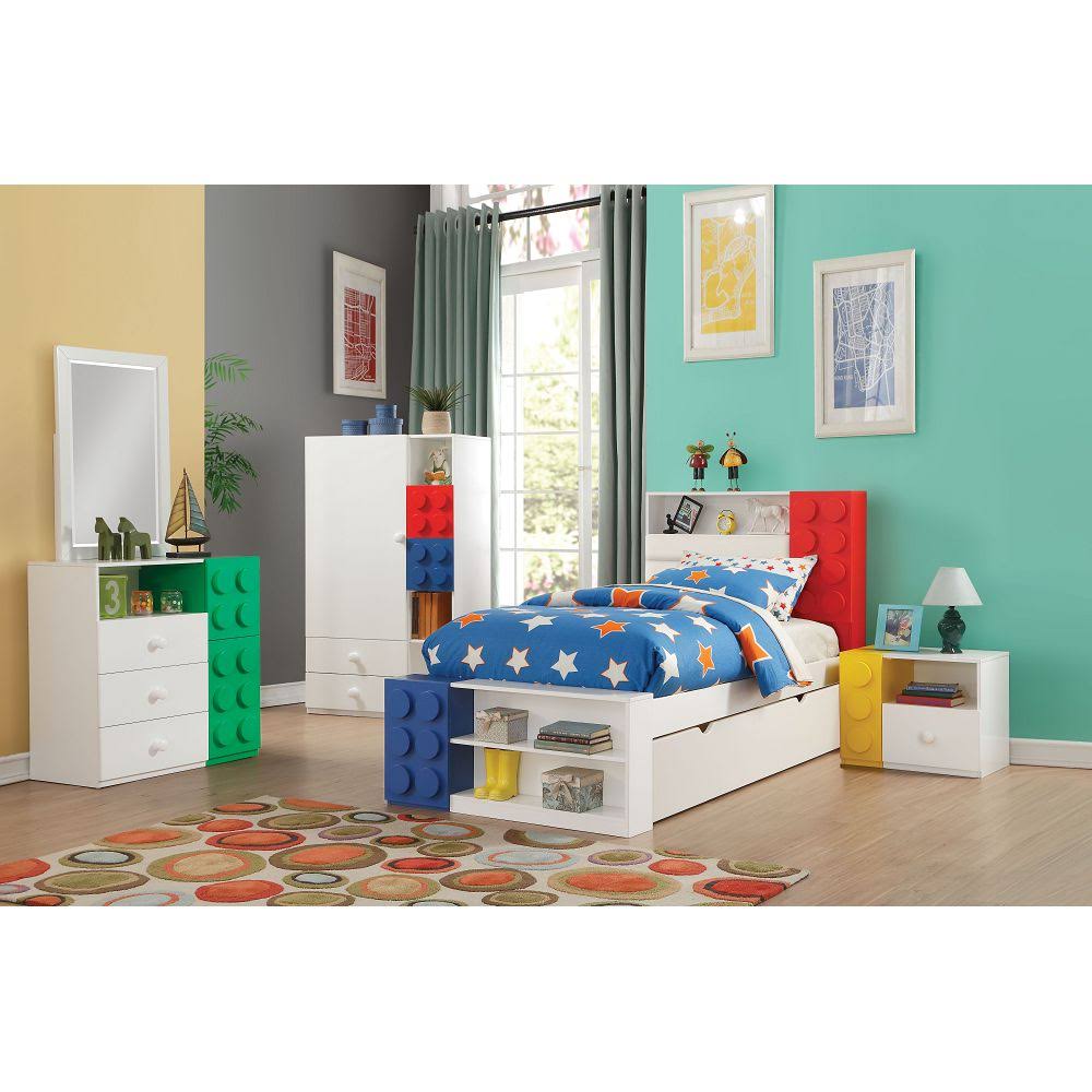 White Twin Storage Bed B3407