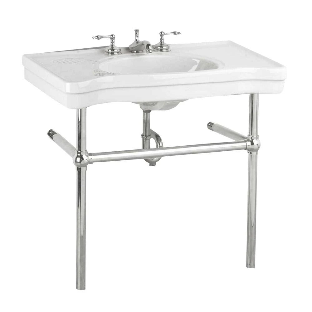 White Console Sink with Chrome Bistro Legs H730