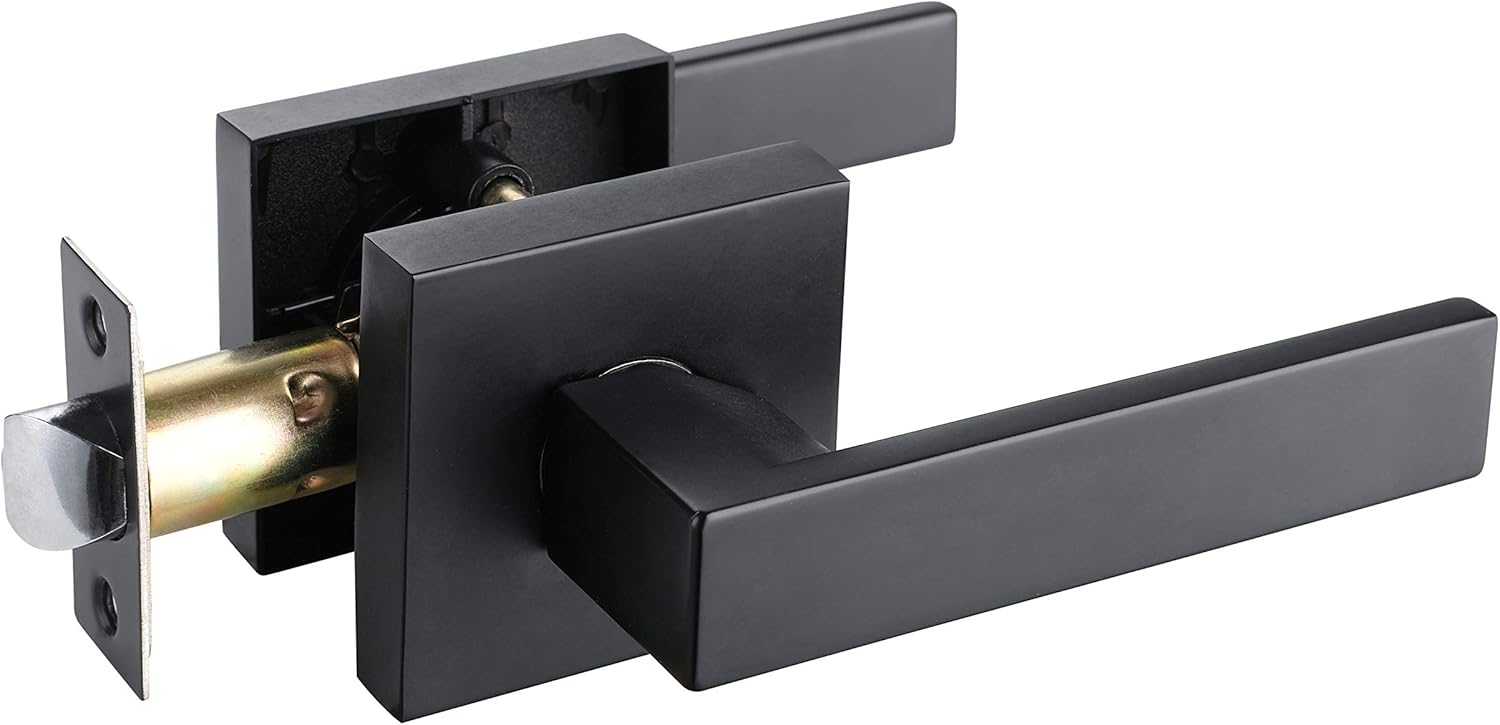 Matte Black Door Lock Lever Handle 6 Pack Y801