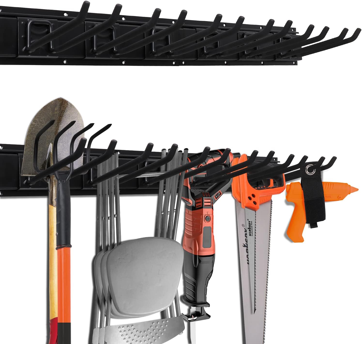 Heavy Duty Garage Storage Tool Organizer Rack with 9 Double Hooks, 64-Inch, 600LB, Pack of 2 E58676
