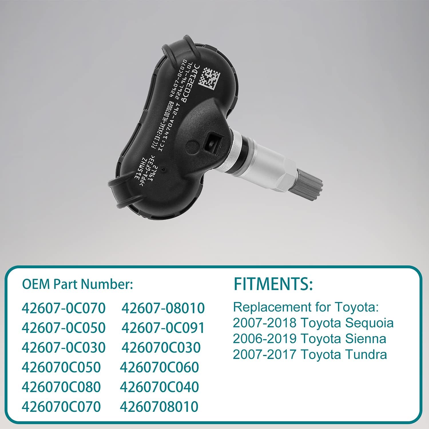 Tire Pressure Sensor 315MHz TPMS 4PCS Replacement Pack of 2 J7470