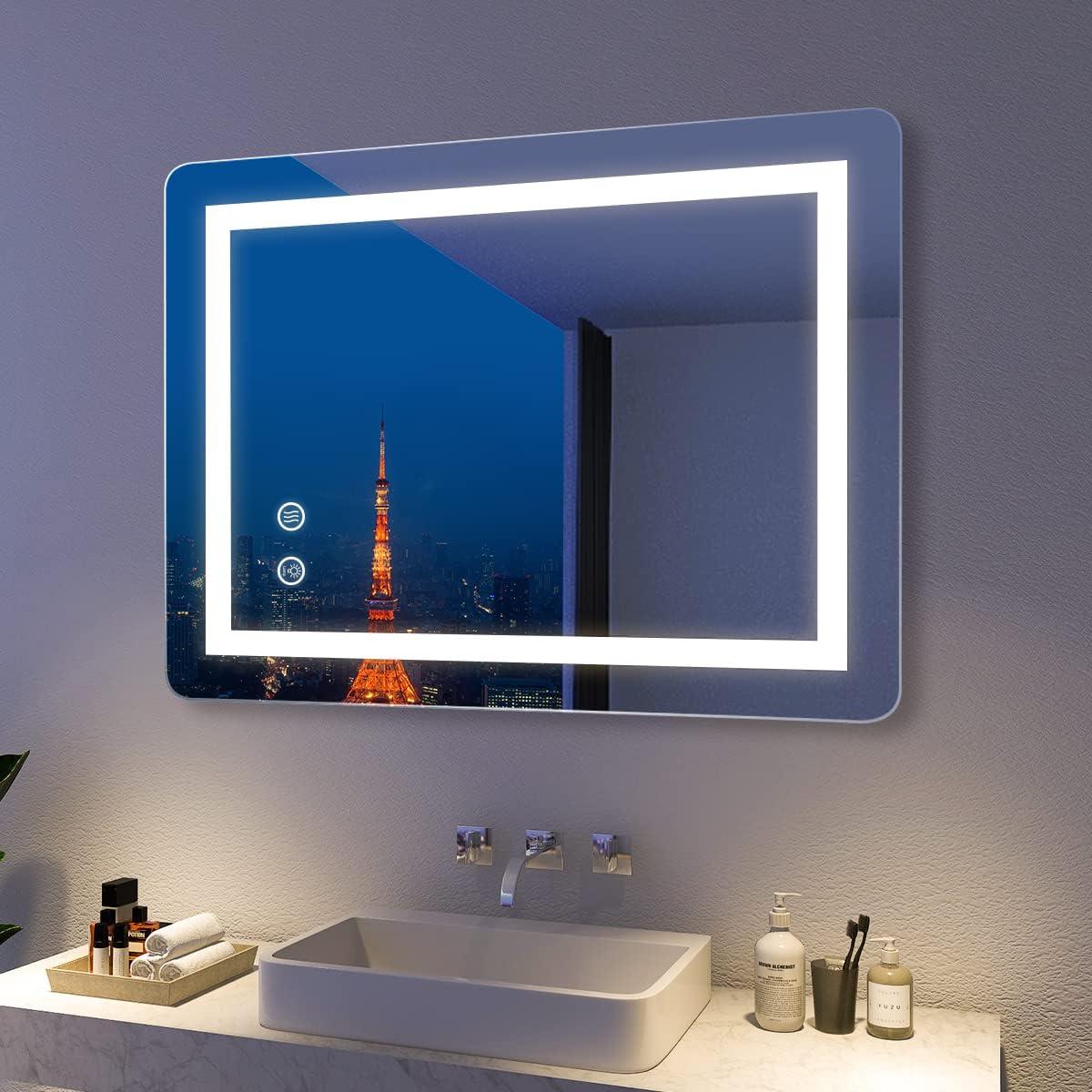 LED Mirror, 24x32 Inch Lighted Bathroom Mirror with Lights, Anti Fog, Dimmable, 3 Lighting Temperature Setting Q995007