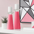 Pink Glass Pillar Candle Holders Set of 2 M790