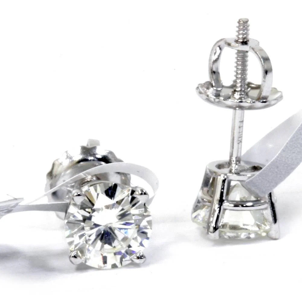 14K White Gold Diamond Screw Back Stud Earrings D845324