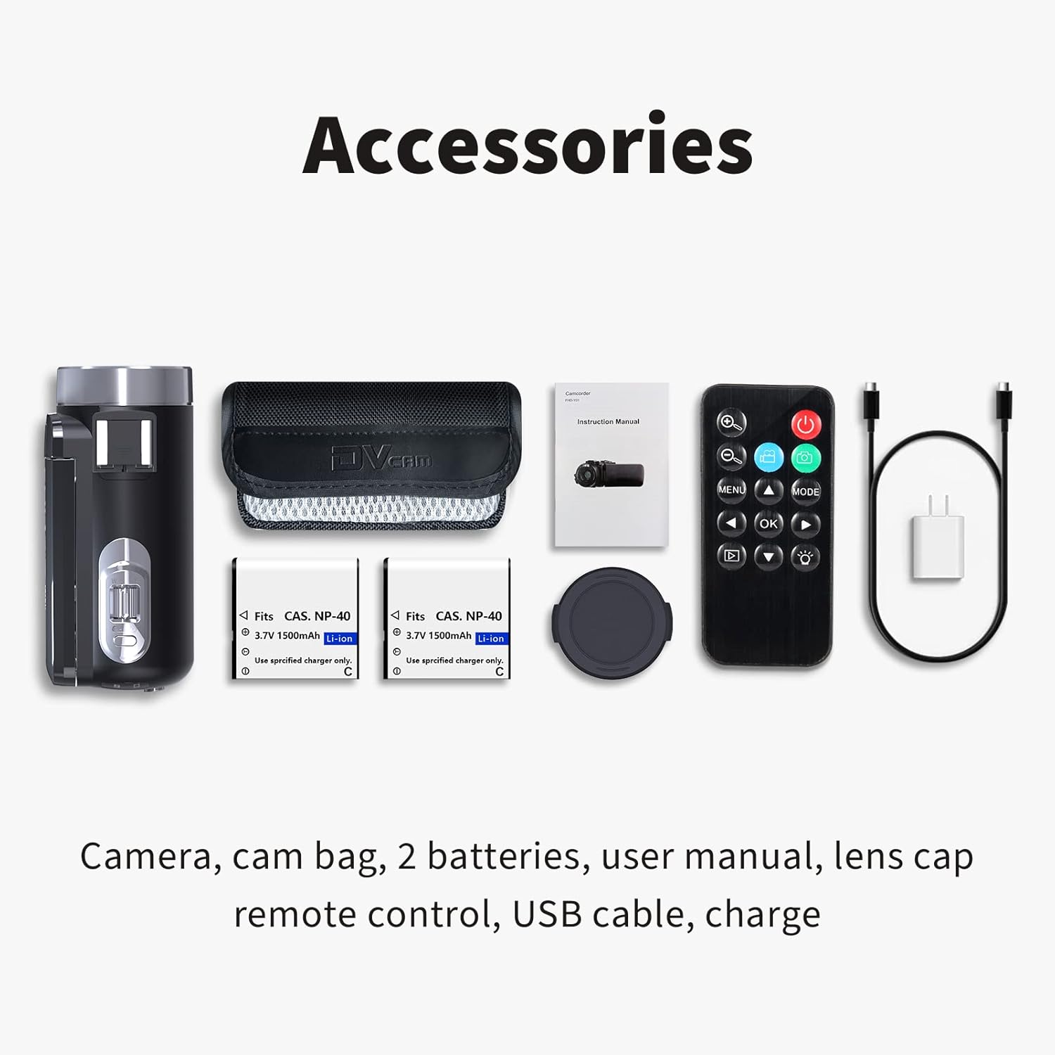 2.7K 30FPS Digital Video Camera with 2 Batteries IR Night Vision 30MP 270 Degree Rotation Screen T715
