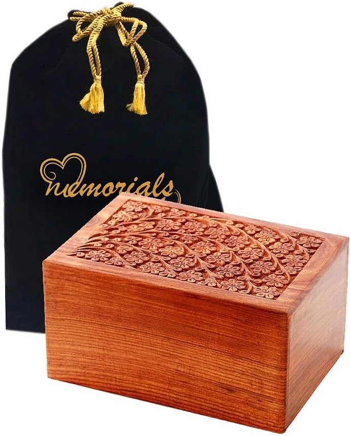 Solid Rosewood Cremation Urn with Hand-Carved Cross Design, Pack of 2 P365139