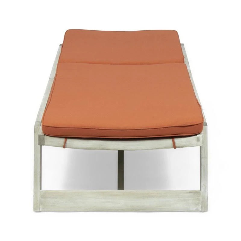 Gray and Orange Acacia Wood Chaise Lounge Set of 2 R40636