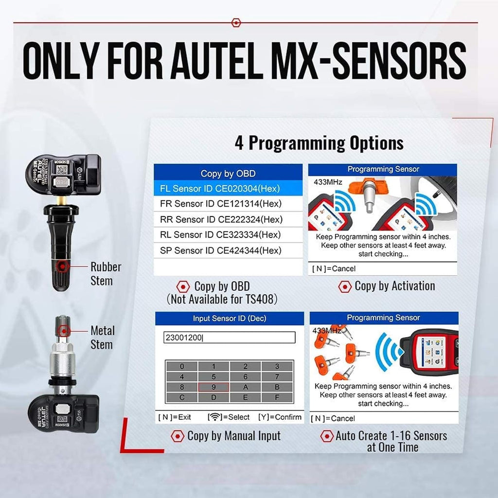 TPMS Relearn Tool with 2 Modes, MX-Sensor Activation/Relearn/Reset W372209