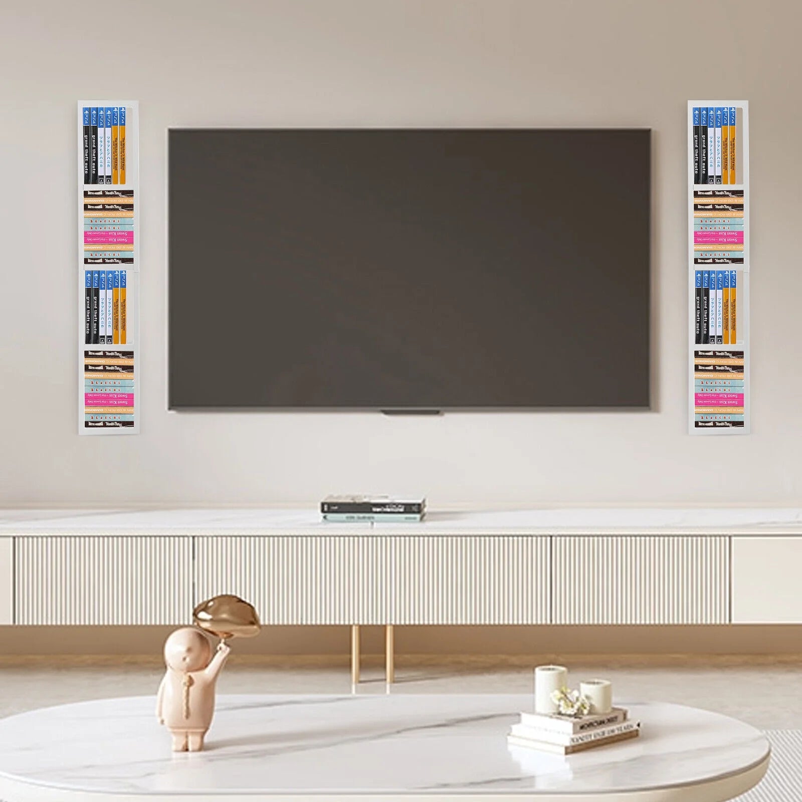 White Metal Wall Mount CD DVD Storage Rack U353