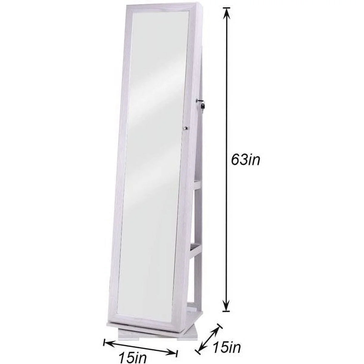 White Rotatable Jewelry Armoire with Full-length Mirror X82562