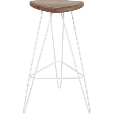 White Bar Stool Base with American Walnut Seat I902