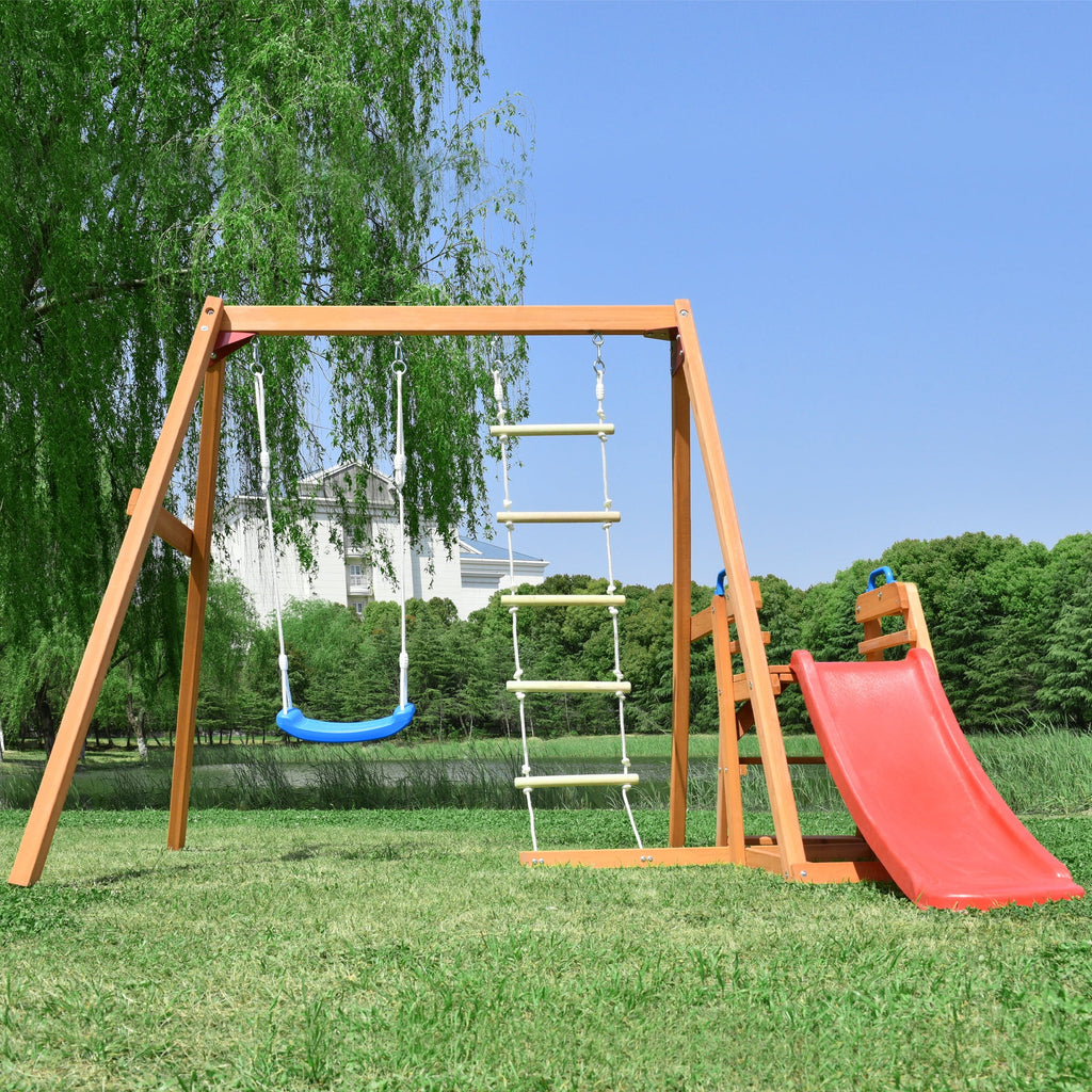 Wooden Swing Set for Outdoor Play V986