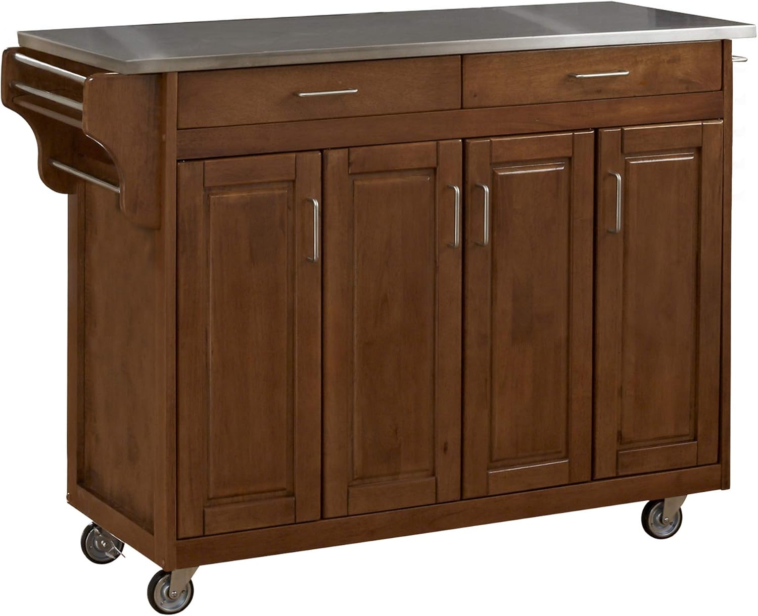 Black Finish Four Door Kitchen Cart with Stainless Steel Top M81314