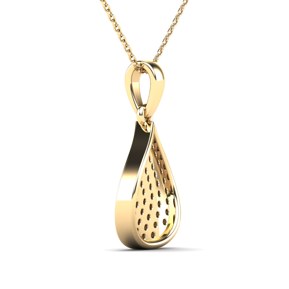 10K Yellow Gold Diamond Teardrop Pendant Necklace V3603