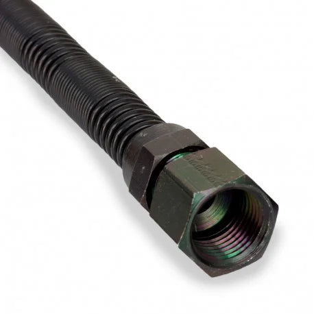 12" Low-Visibility Black Stainless Steel Gas Fireplace Connector, 1/2" MIP x 1/2" FIP, 3/8" ID O2469