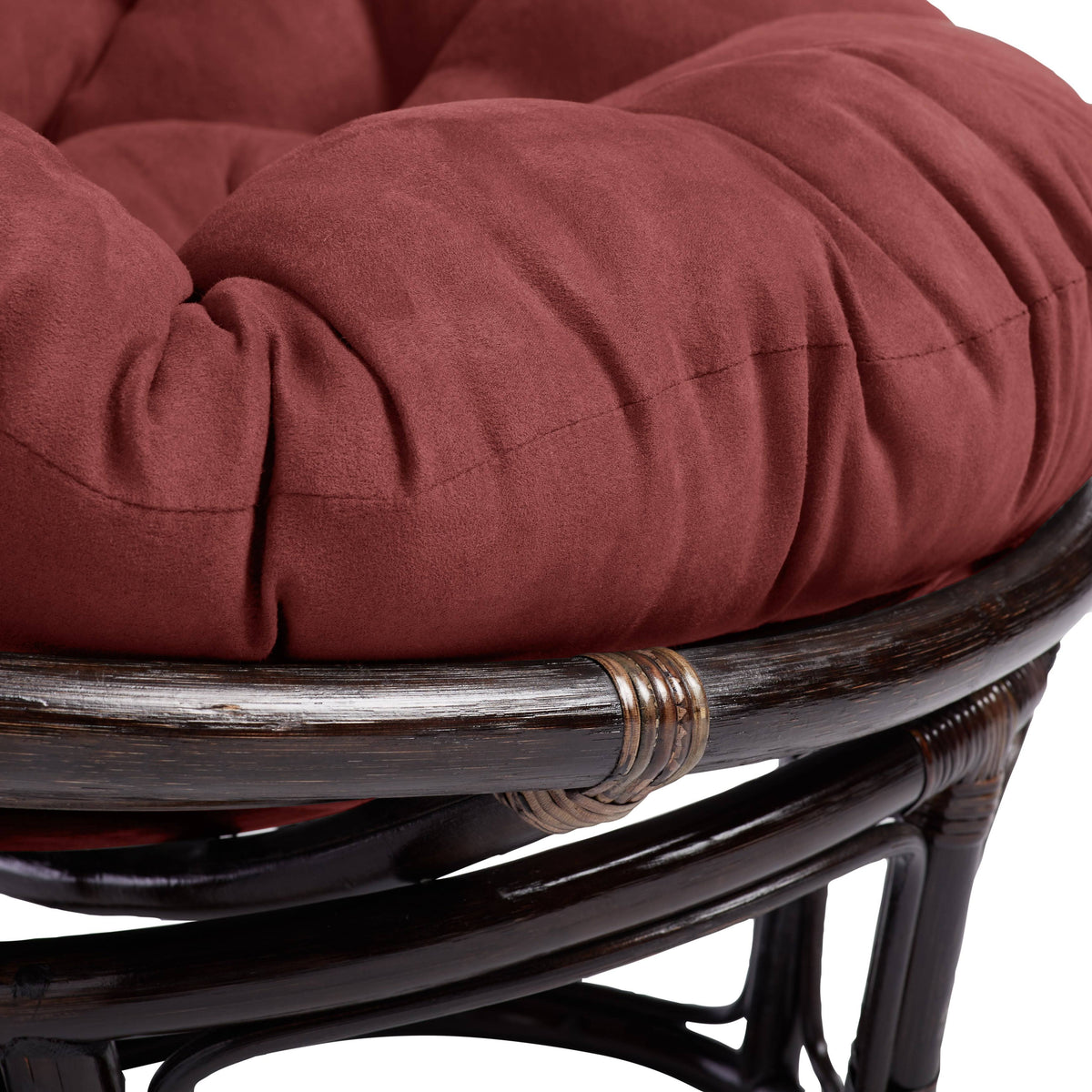 Red Wine Microsuede Rattan Papasan Chair with Cushion C885