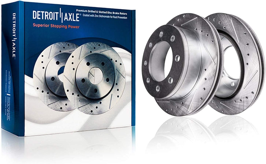 8-Lug Front Drilled and Slotted Disc Rotors + Brake Pads 4pc Set C839