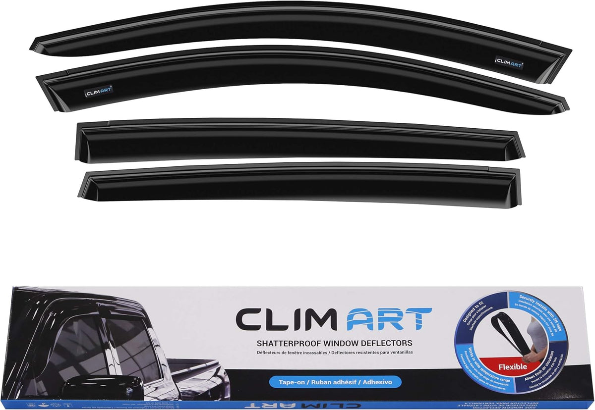 4 pcs Dark Smoke Tape-on Window Deflectors E400028