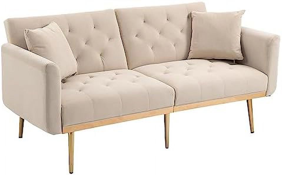 Velvet Loveseat with 7 Gold Metal Legs Z54291
