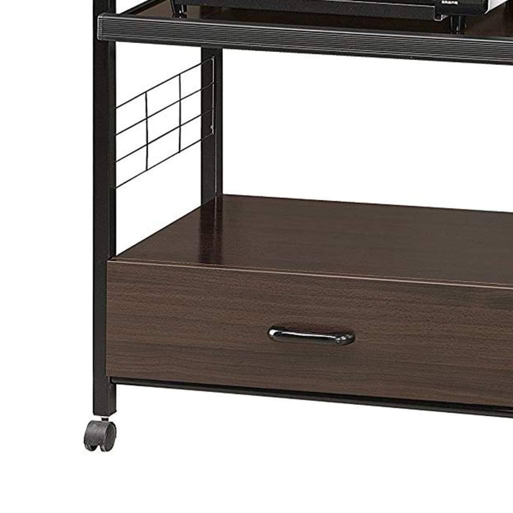 Black Kitchen Cart with Microwave Shelf A74044