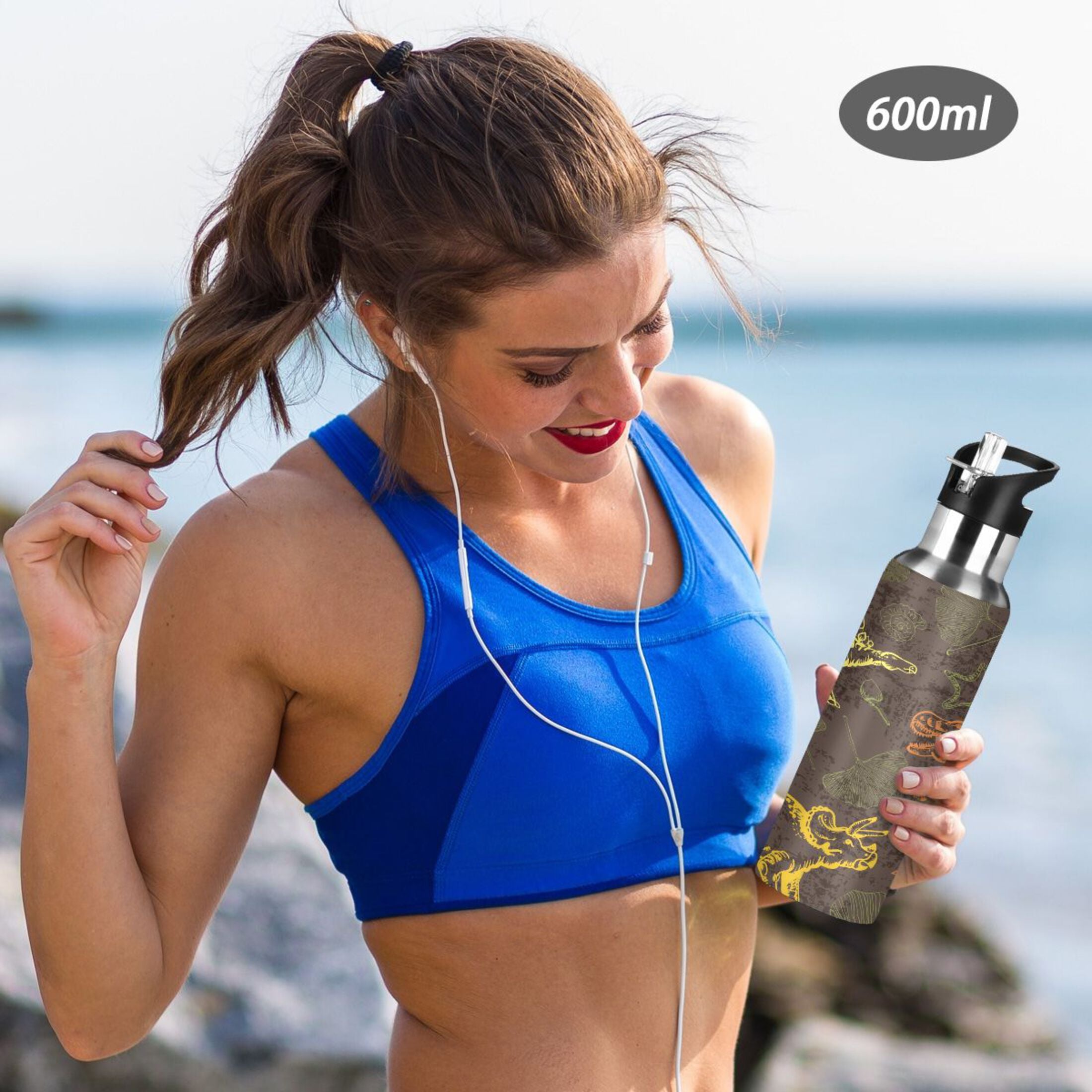 Stainless Steel Insulated Thermos Vacuum Flask Water Bottle with Straw Lid E86657