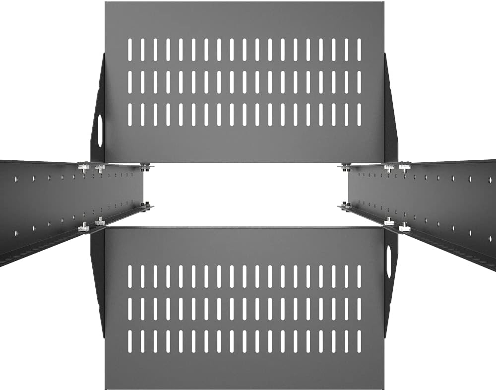 2U Cantilever Server Shelf Rack Mount 19 Inch 2 Piece Set Black Y300