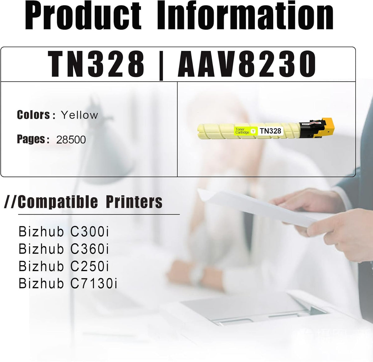 Yellow TN328 Toner Cartridge for Bizhub C300i C360i C250i C7130i B872