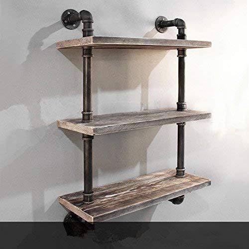 Industrial Pipe Bookcase Wall Shelf, Rustic Floating Wood Shelves 24'' X952
