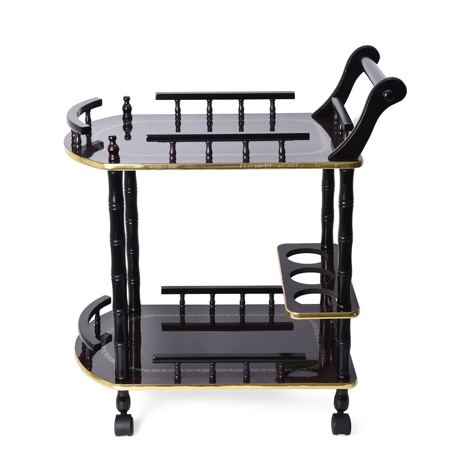 Vintage Wooden 2 Layer Bar Trolley Serving Cart J5864