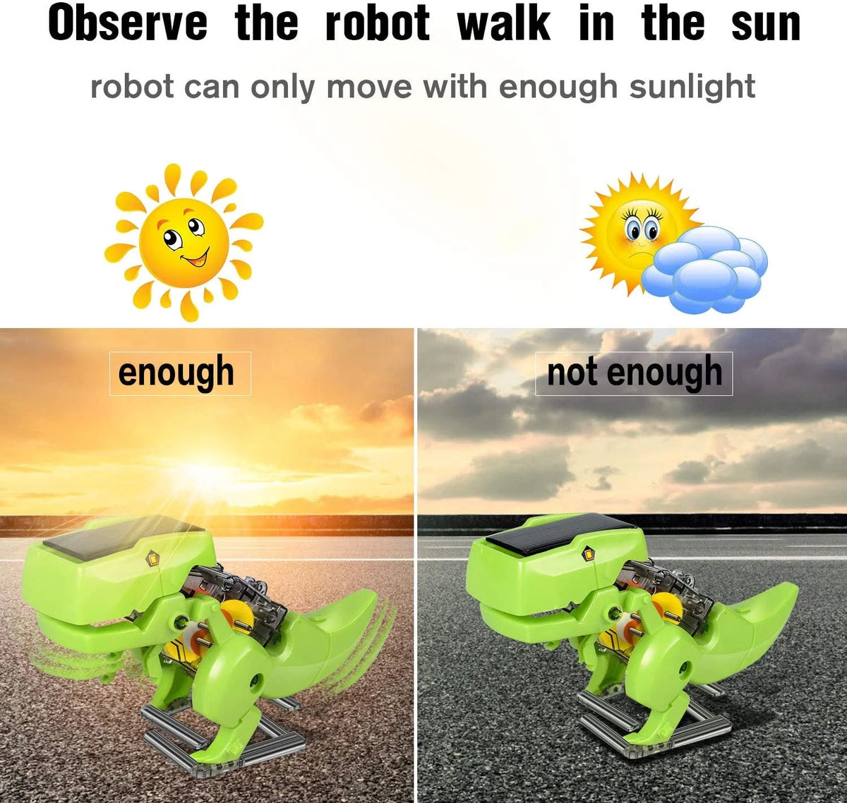 STEM Robot Building Toy Science Kit 3 in 1 Solar Dinosaur Desk Robot A222477