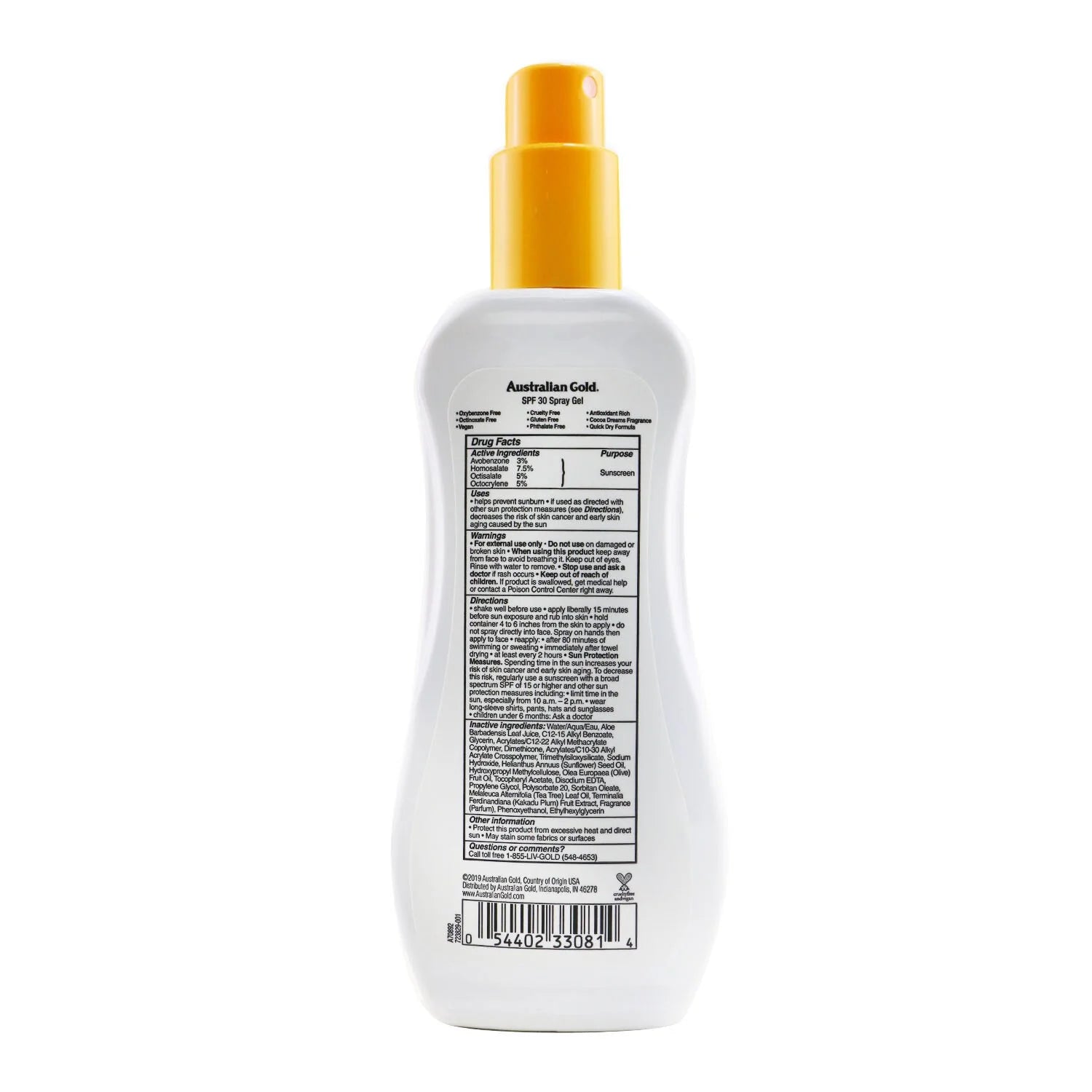 Australian Gold Spray Gel Sunscreen SPF 30 237ml J92571