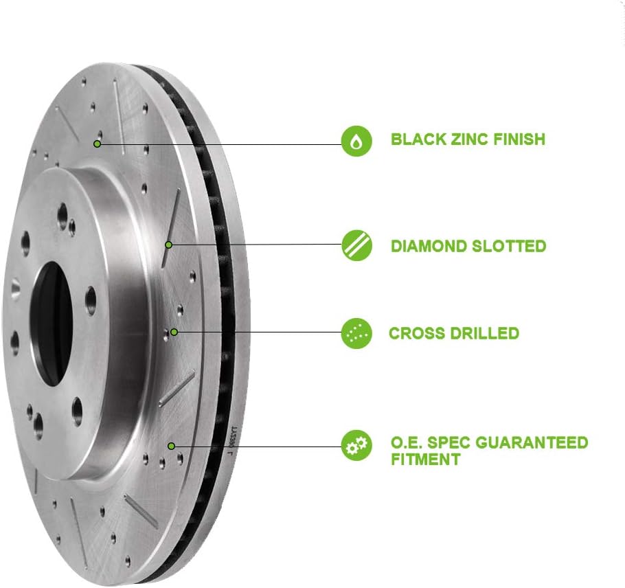 Drilled Slotted Brake Rotors Discs 4pcs H864019