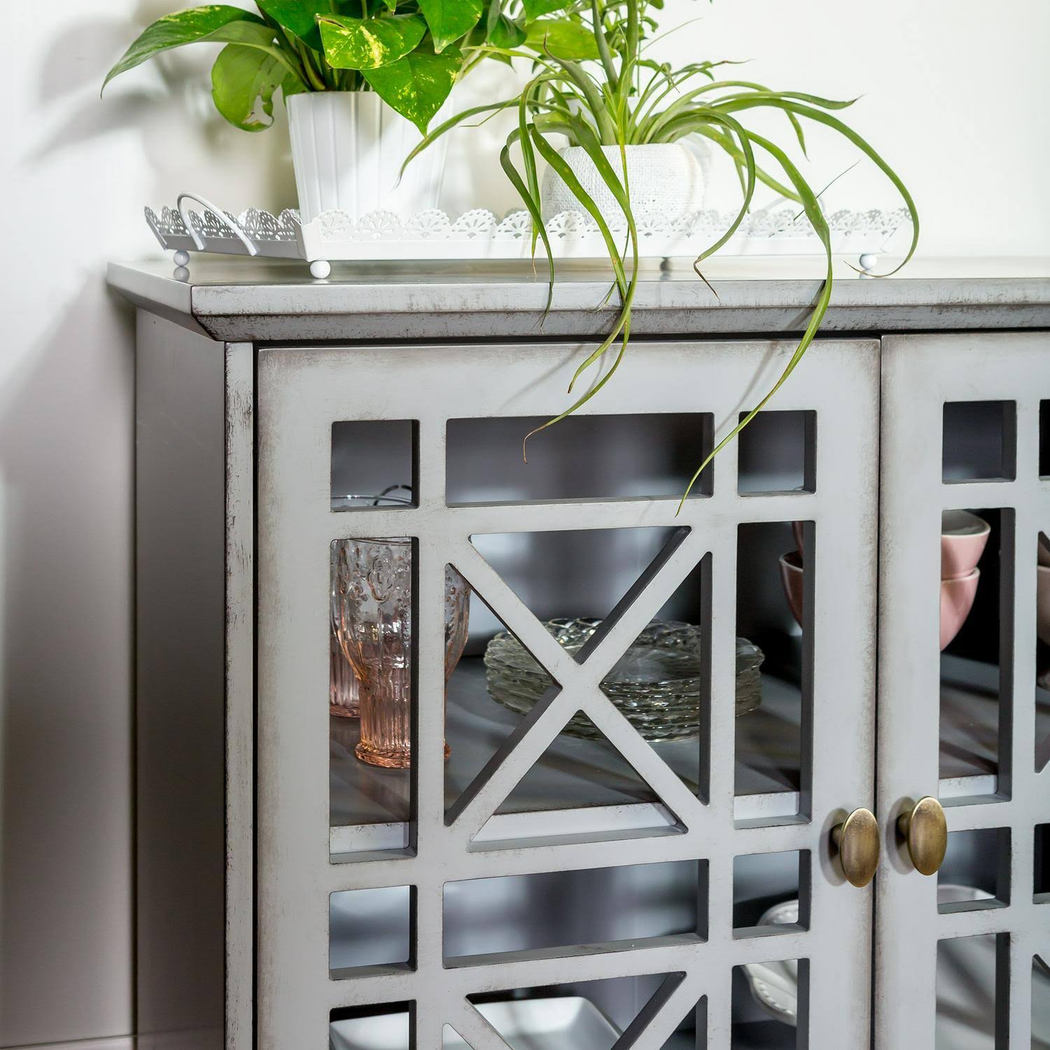 Grey 2-Door Accent Cabinet I3612