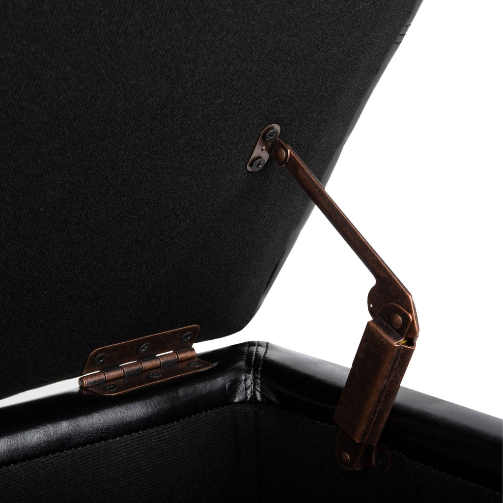 Black Leather Ottoman F699