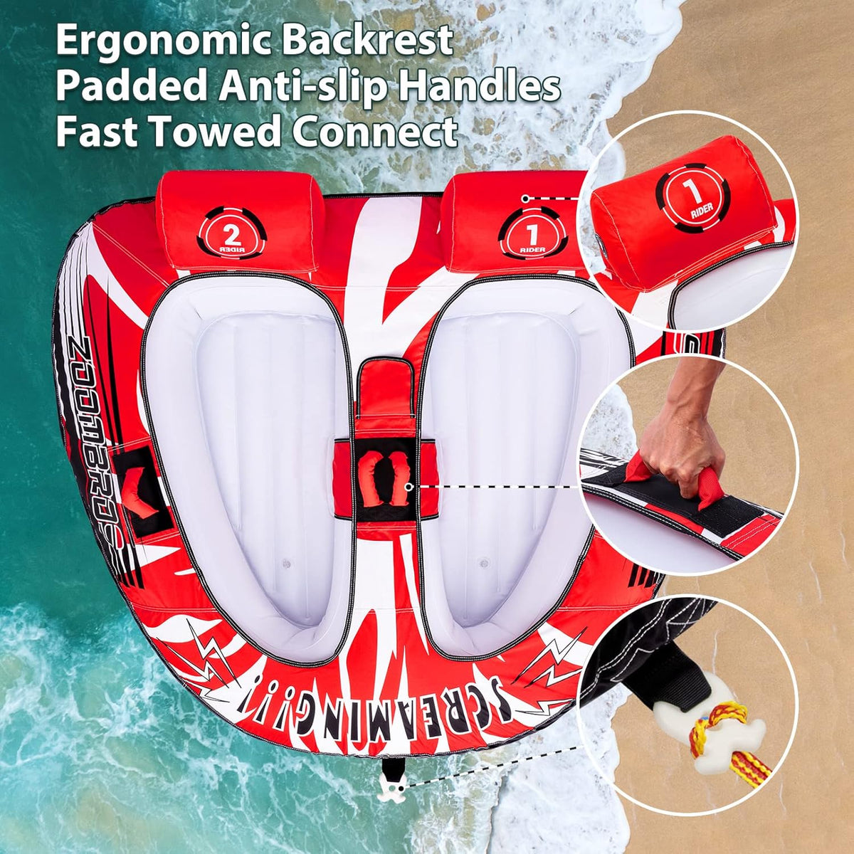 2 Person Towable Inflatable Boat Tube Q872897