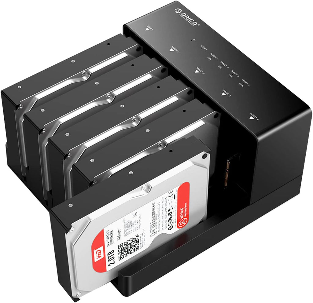 USB 3.0 to SATA External Hard Drive 5 Bay Docking Station with Duplicator Offline Clone Function for 2.5 or 3.5in HDD, SSD Z7804