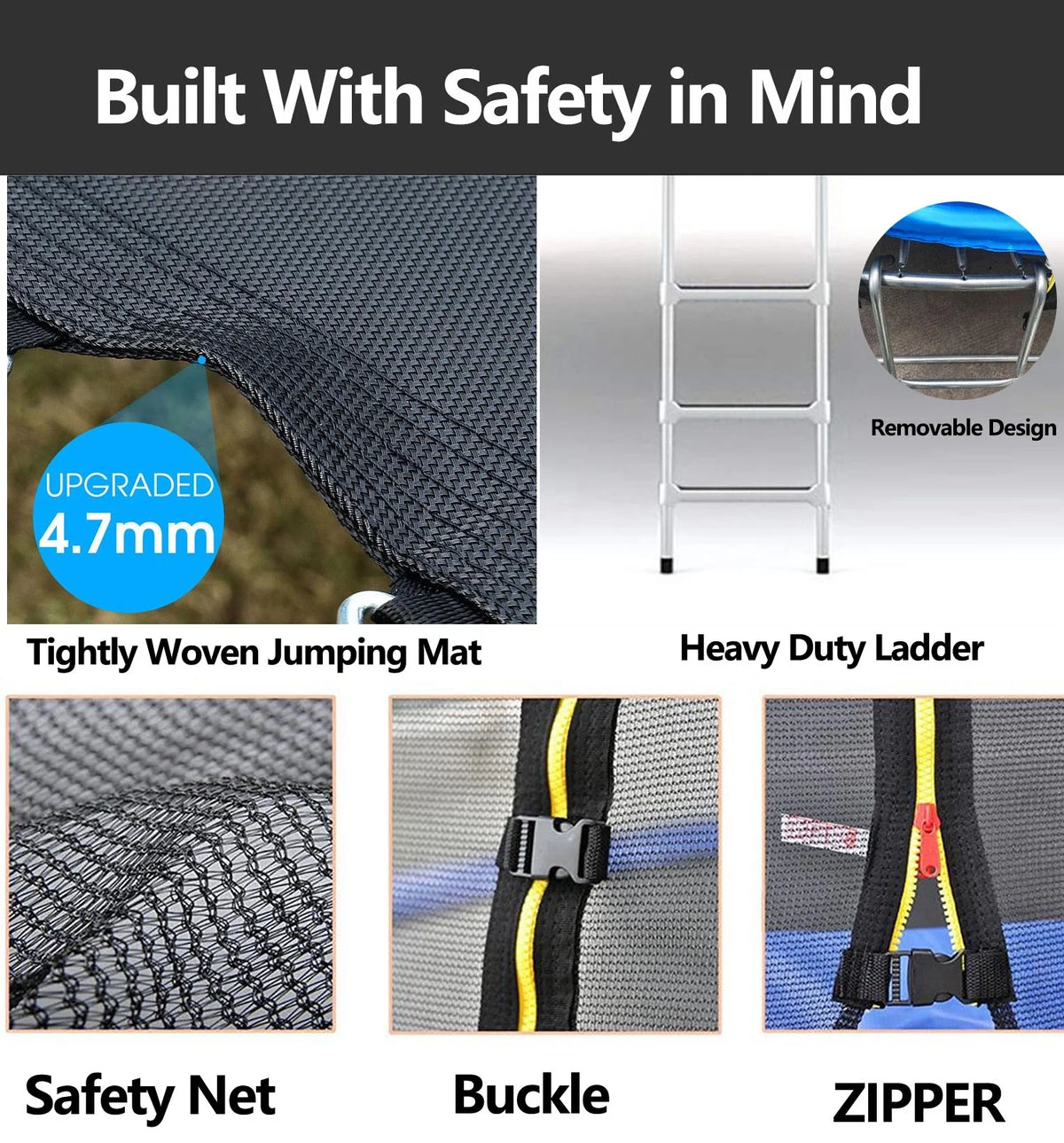 10 ft Trampoline with Enclosure and Wind Stakes, Blue C954