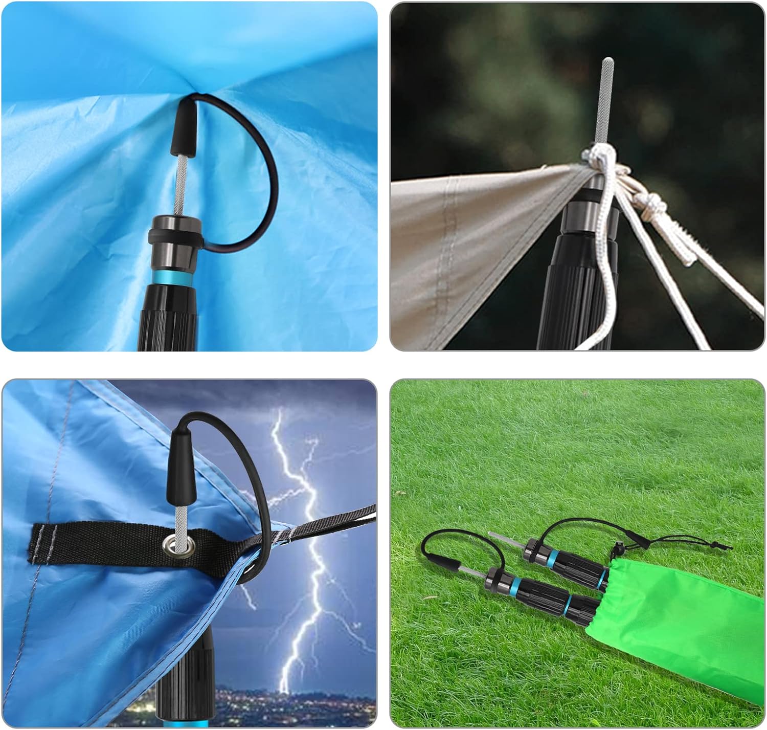 Aluminum Tarp Poles, Adjustable 80 inch, Set of 2 W2168
