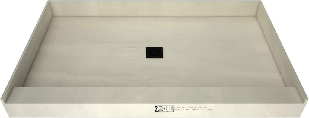 60" x 36" Center Drain Shower Pan Kit with PVC Drain and Grate J402422