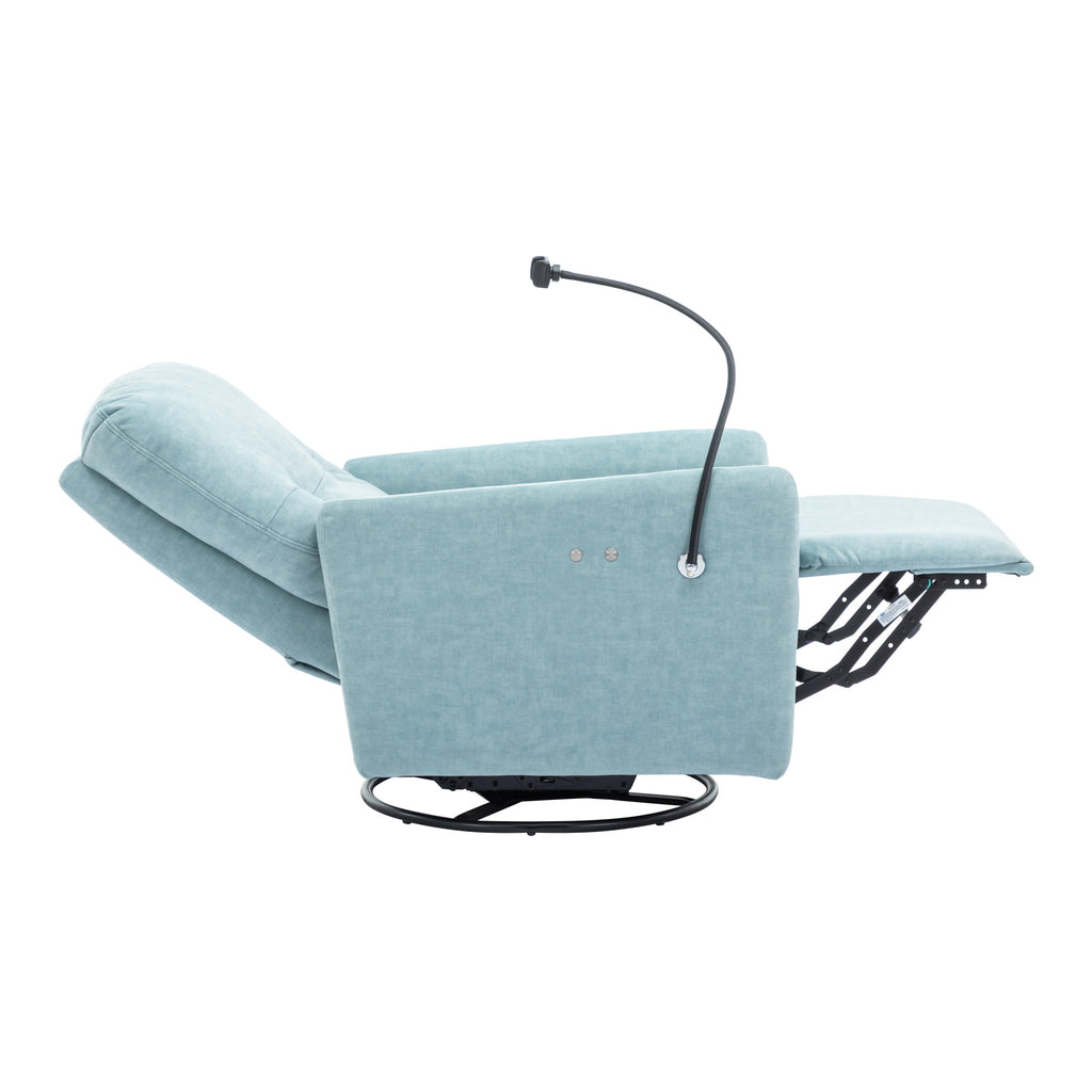 Blue 270 Degree Swivel Electric Recliner Chair with Phone Holder S5746
