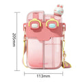 Pink 780ml Double Layer Water Bottle with Straw J480