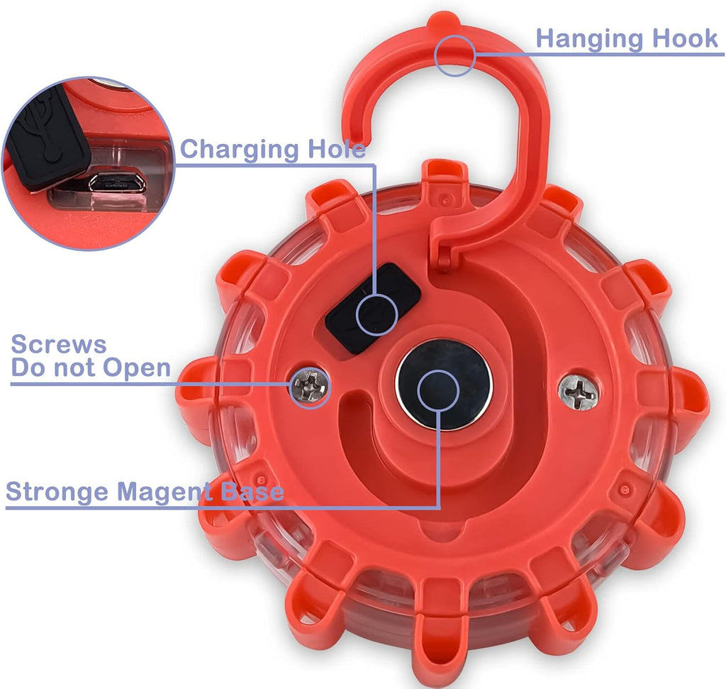 8 Pack Rechargeable LED Road Flares with Magnetic Base Z982
