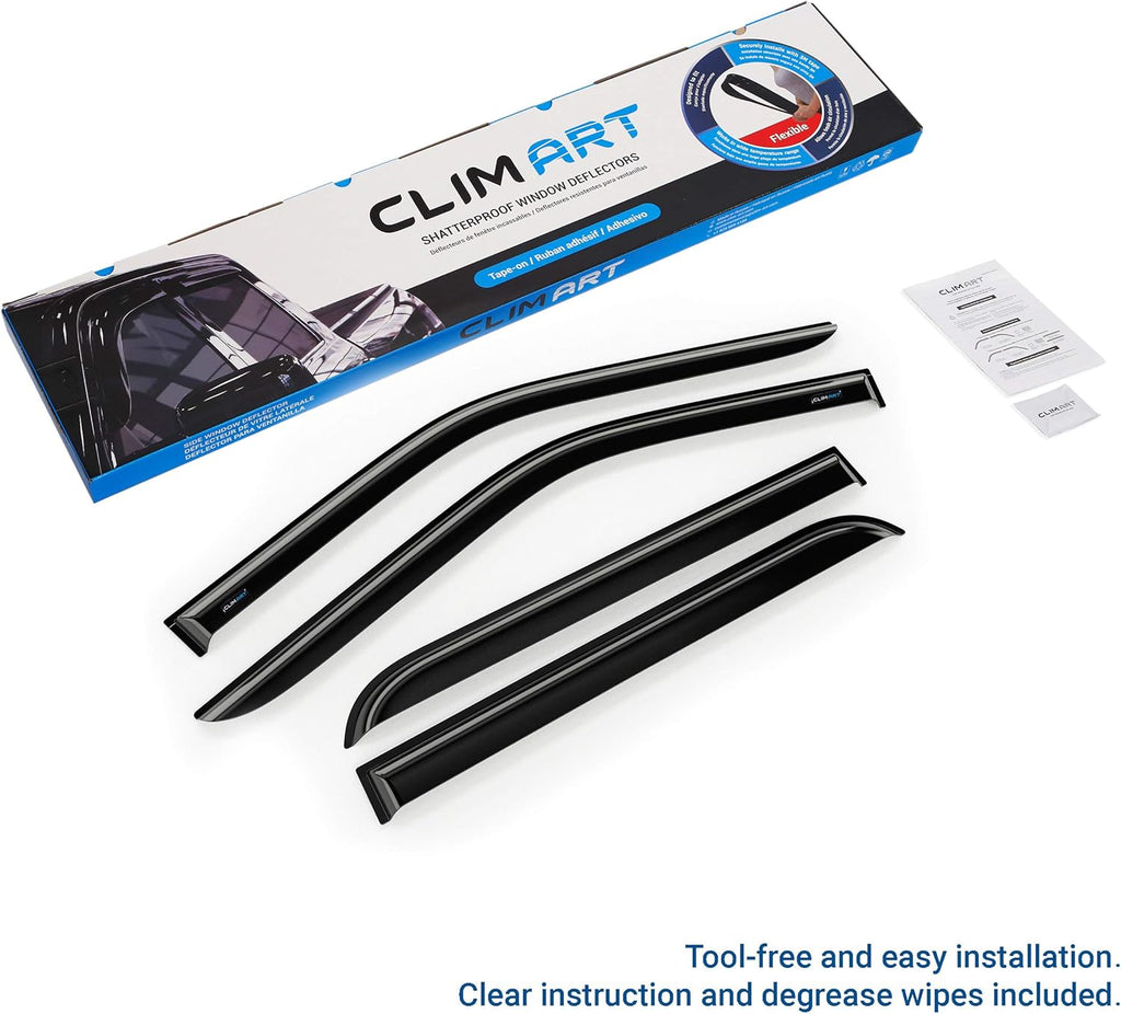 4 pcs Dark Smoke Tape-on Window Deflectors E400028
