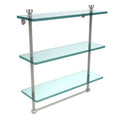 Polished Nickel Triple Tiered Glass Shelf with Towel Bar Y7869